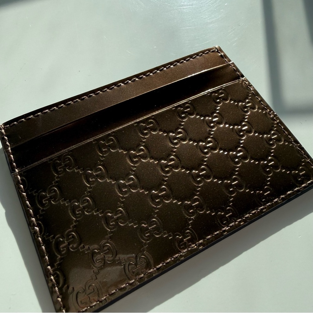 Gucci Bronze Microguccissima Leather Card Holder - Picture 5 of 7